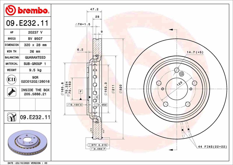 BREMBO 09.E232.11 Brake Disc