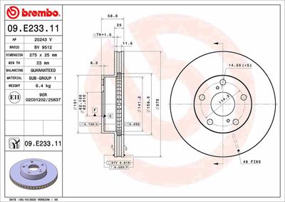 Brake Disc BREMBO 09.E233.11