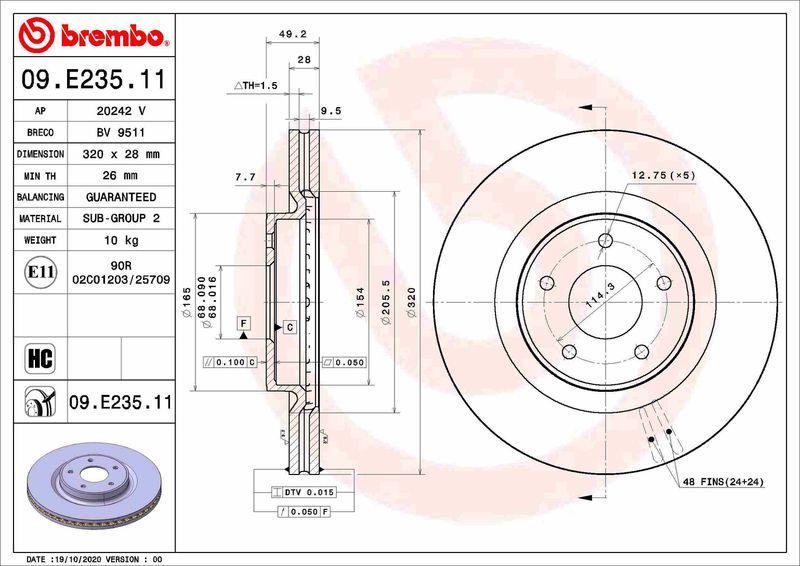BREMBO 09.E235.11 Brake Disc
