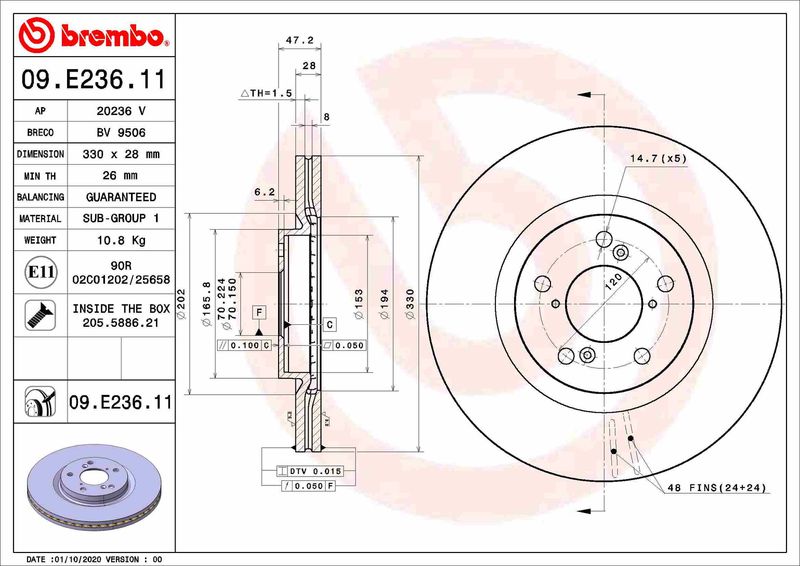 BREMBO 09.E236.11 Brake Disc