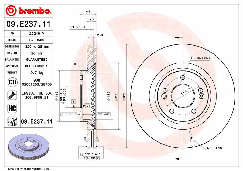 BREMBO 09.E237.11 Brake Disc