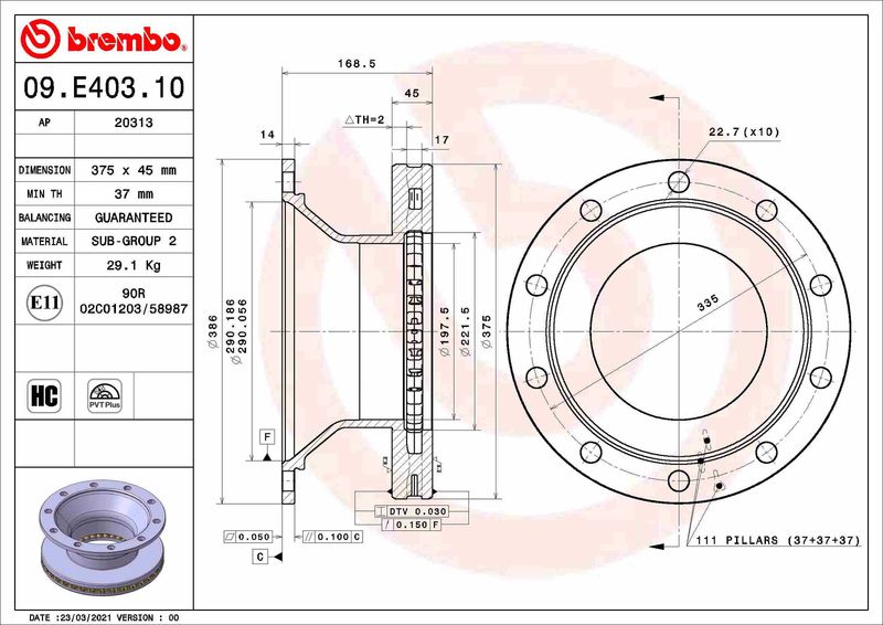 BREMBO 09.E403.10 Brake Disc