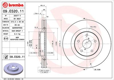 Brake Disc BREMBO 09.E520.11
