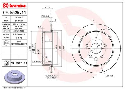 Brake Disc BREMBO 09.E525.11
