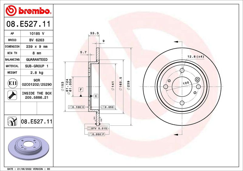 BREMBO 09.E528.11 Brake Disc
