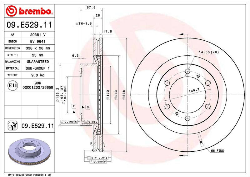 BREMBO 09.E529.11 Brake Disc