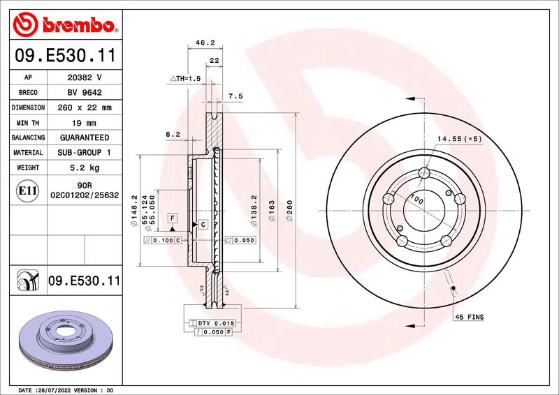 BREMBO 09.E530.11 Brake Disc