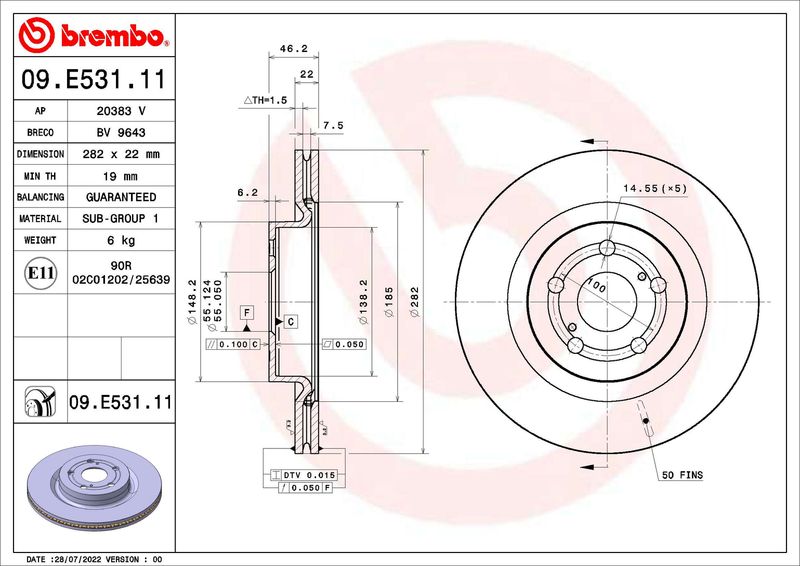 BREMBO 09.E531.11 Brake Disc