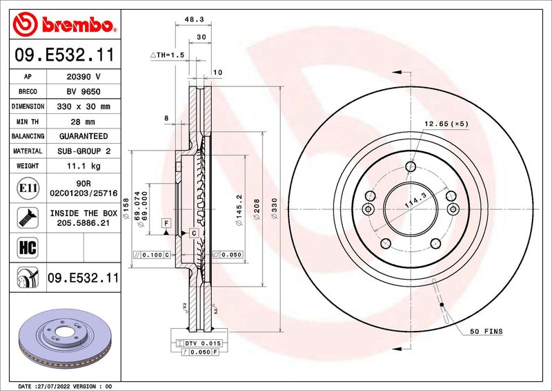 BREMBO 09.E532.11 Brake Disc