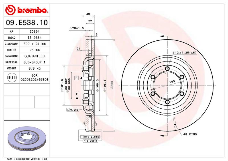BREMBO 09.E538.10 Brake Disc
