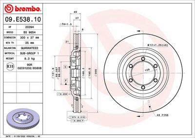 Brake Disc BREMBO 09.E538.10