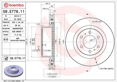 Brake Disc BREMBO 09.E778.11