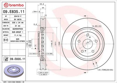 Brake Disc BREMBO 09.E835.11