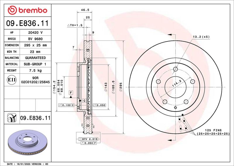 BREMBO 09.E836.11 Brake Disc