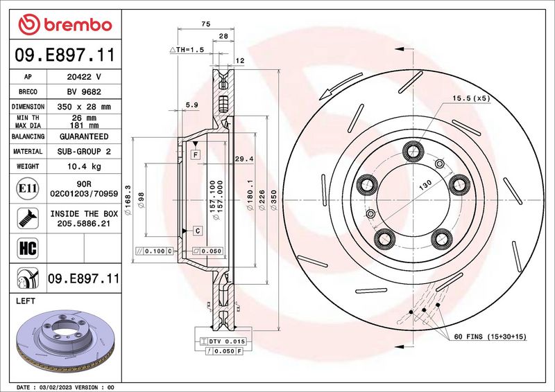 BREMBO 09.E897.11 Brake Disc