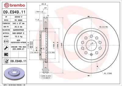 Brake Disc BREMBO 09.E949.11