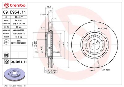 Brake Disc BREMBO 09.E954.11