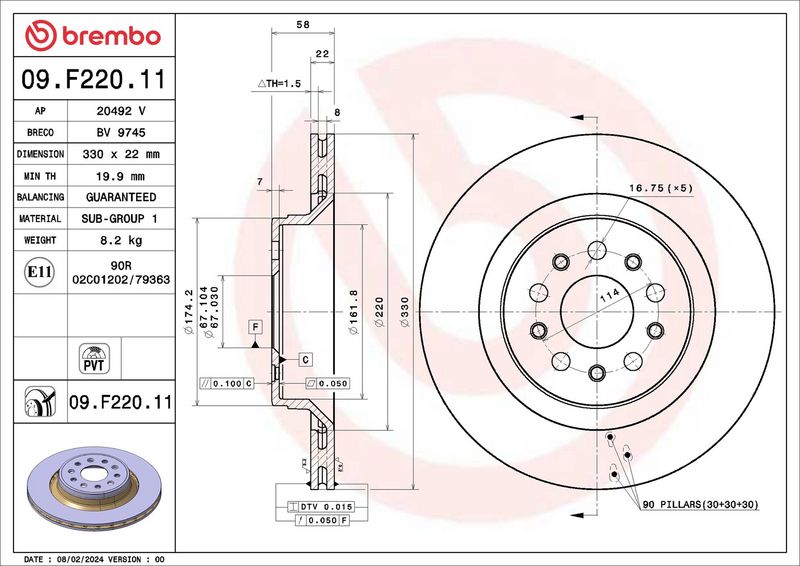 BREMBO 09.F220.11 Brake Disc