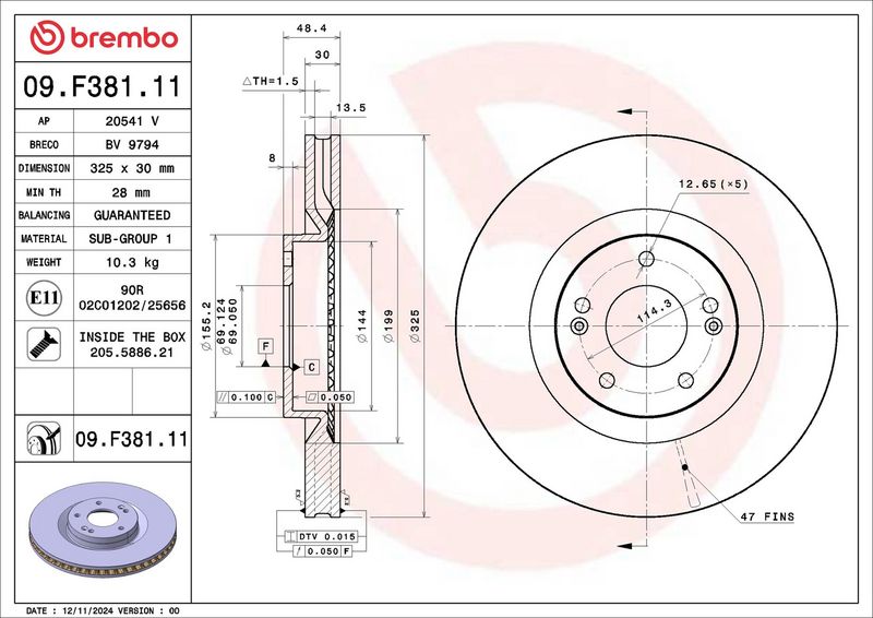 BREMBO 09.F381.11 Brake Disc