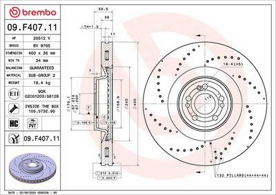 Brake Disc BREMBO 09.F407.11