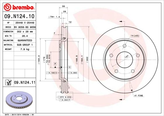 BREMBO 09.N124.11 Brake Disc