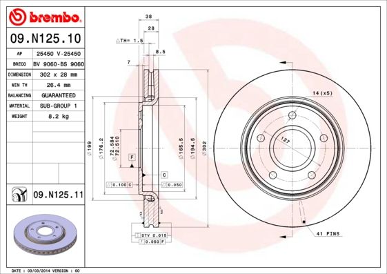 BREMBO 09.N125.11 Brake Disc