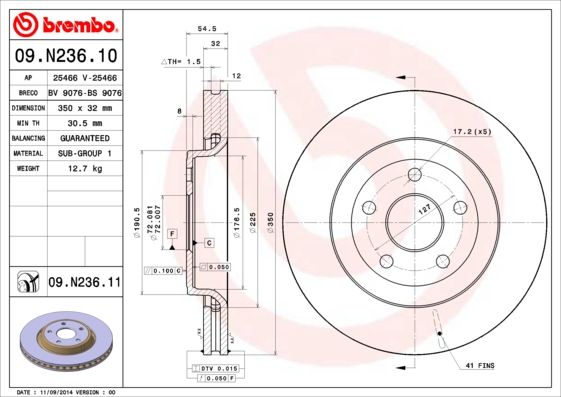 BREMBO 09.N236.11 Brake Disc