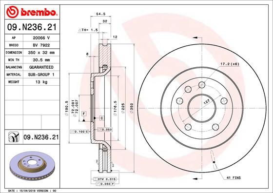 BREMBO 09.N236.21 Brake Disc