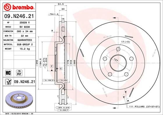 BREMBO 09.N246.21 Brake Disc