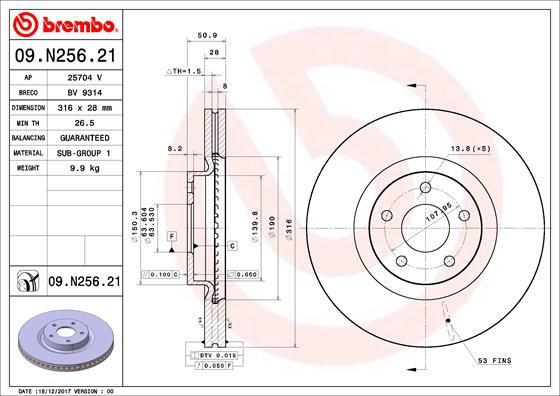 BREMBO 09.N256.21 Brake Disc