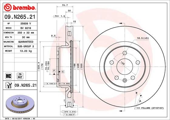 BREMBO 09.N265.21 Brake Disc