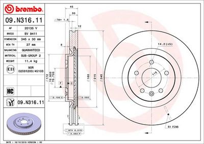 Brake Disc BREMBO 09.N316.11