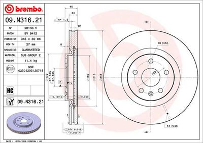 Brake Disc BREMBO 09.N316.21