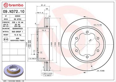 Brake Disc BREMBO 09.N372.10