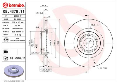 Brake Disc BREMBO 09.N378.11