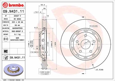 Brake Disc BREMBO 09.N431.11