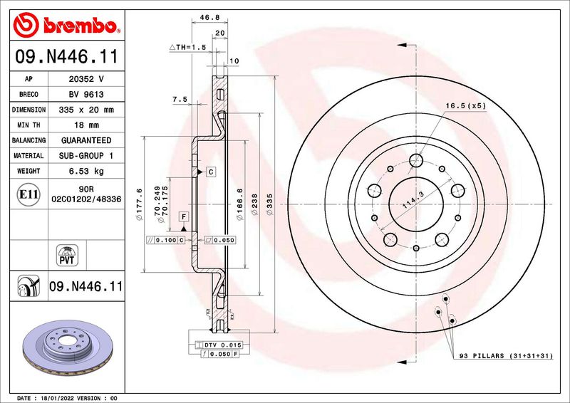 BREMBO 09.N446.11 Brake Disc