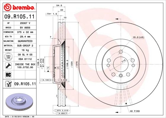 BREMBO 09.R105.11 Brake Disc