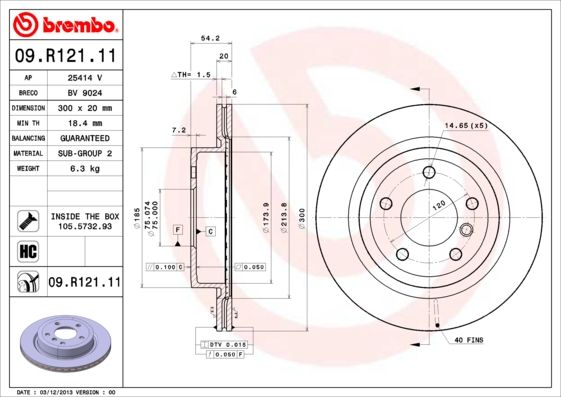 BREMBO 09.R121.11 Brake Disc