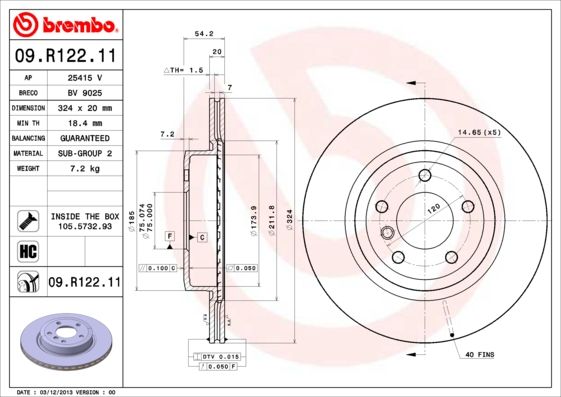 BREMBO 09.R122.11 Brake Disc