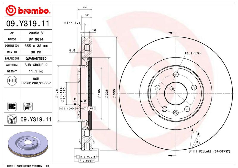 BREMBO 09.Y319.11 Brake Disc