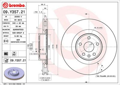Brake Disc BREMBO 09.Y357.21