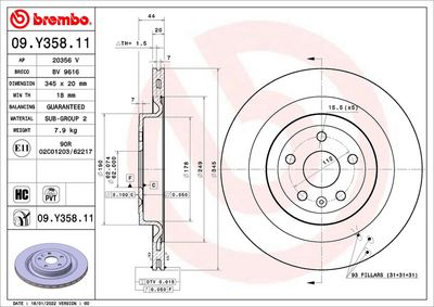 Brake Disc BREMBO 09.Y358.11