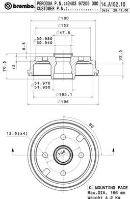 Brake Drum BREMBO 14.A152.10