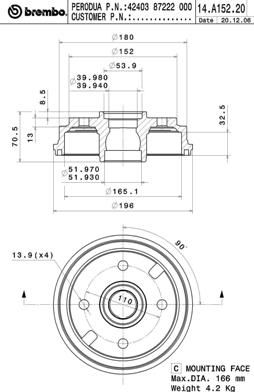Brake Drum BREMBO 14.A152.20