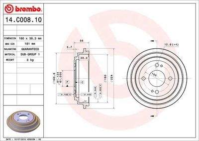 Brake Drum BREMBO 14.C008.10