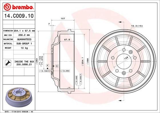 BREMBO 14.C009.10 Brake Drum