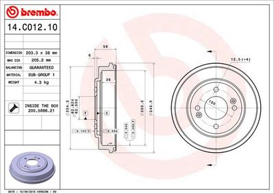 Brake Drum BREMBO 14.C012.10