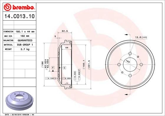 BREMBO 14.C013.10 Brake Drum