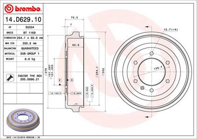 Brake Drum BREMBO 14.D629.10